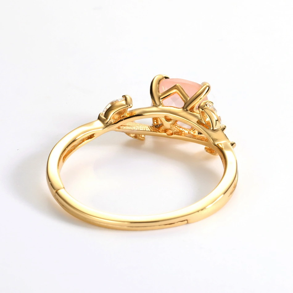S925 Pure Silver Inlaid Natural Powder Crystal Ring Adjustable