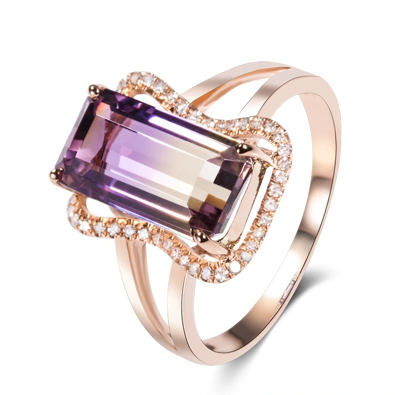 Plated 18k rose gold inlaid zircon opening ring