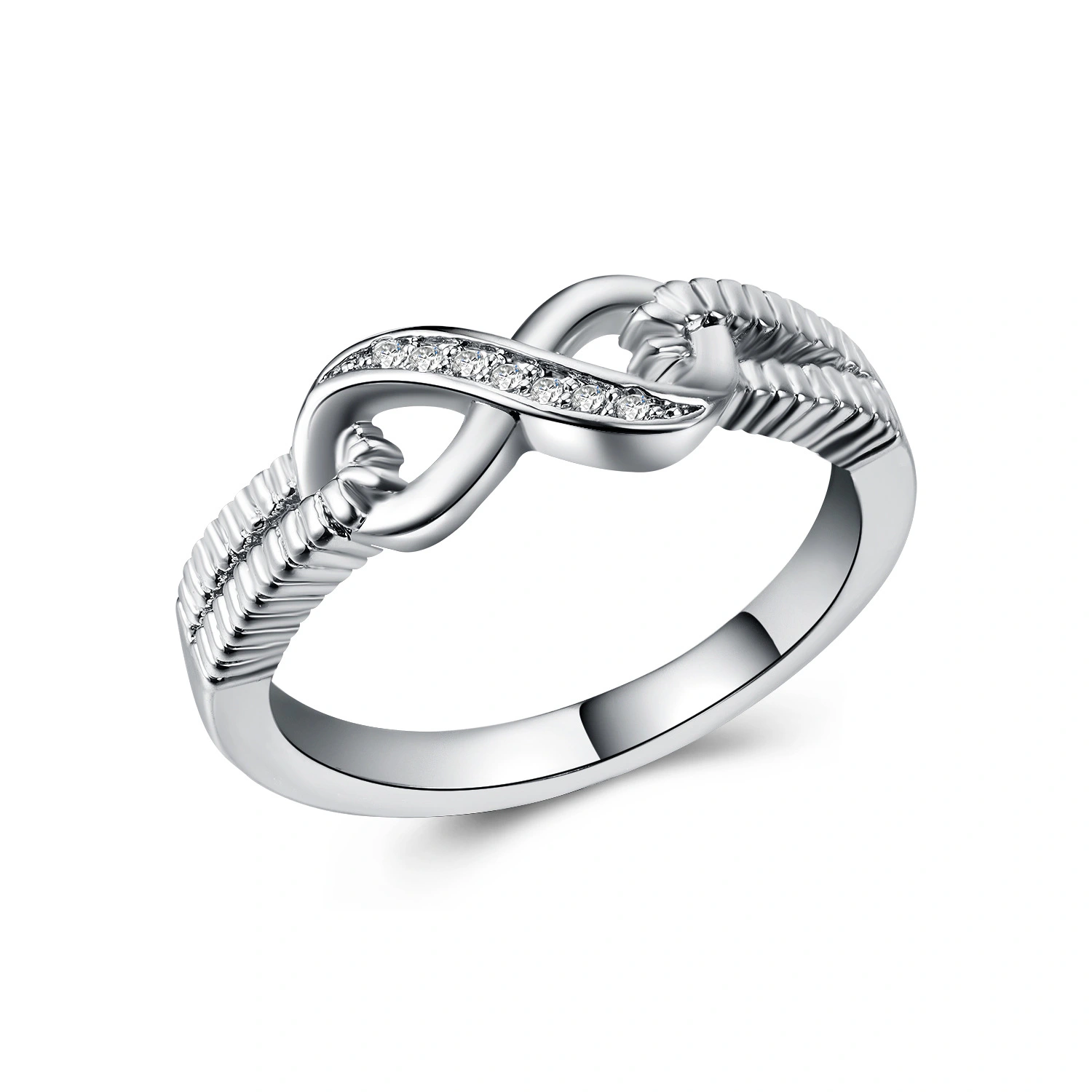 Fashion Women's Rings Copper Plated White Gold and Zircon Wedding Rings
