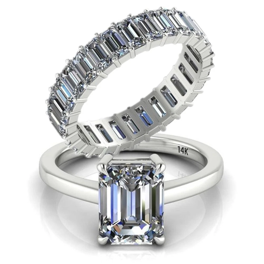 Ladies fashion white gold filled zircon ring