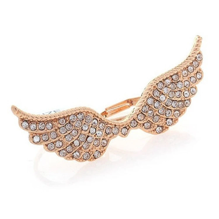 Fashion Flash Diamond Wings Double Ring Ring 