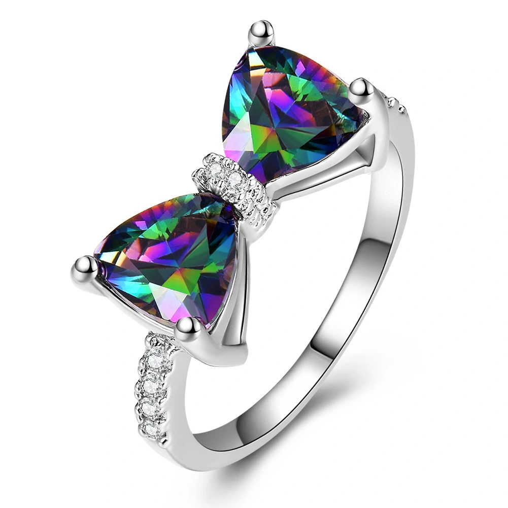 Ring Fuchsia Zircon Ring Color Diamond Fashion European and American Jewelry