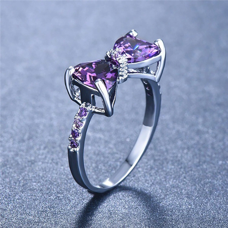 Ring Fuchsia Zircon Ring Color Diamond Fashion European and American Jewelry