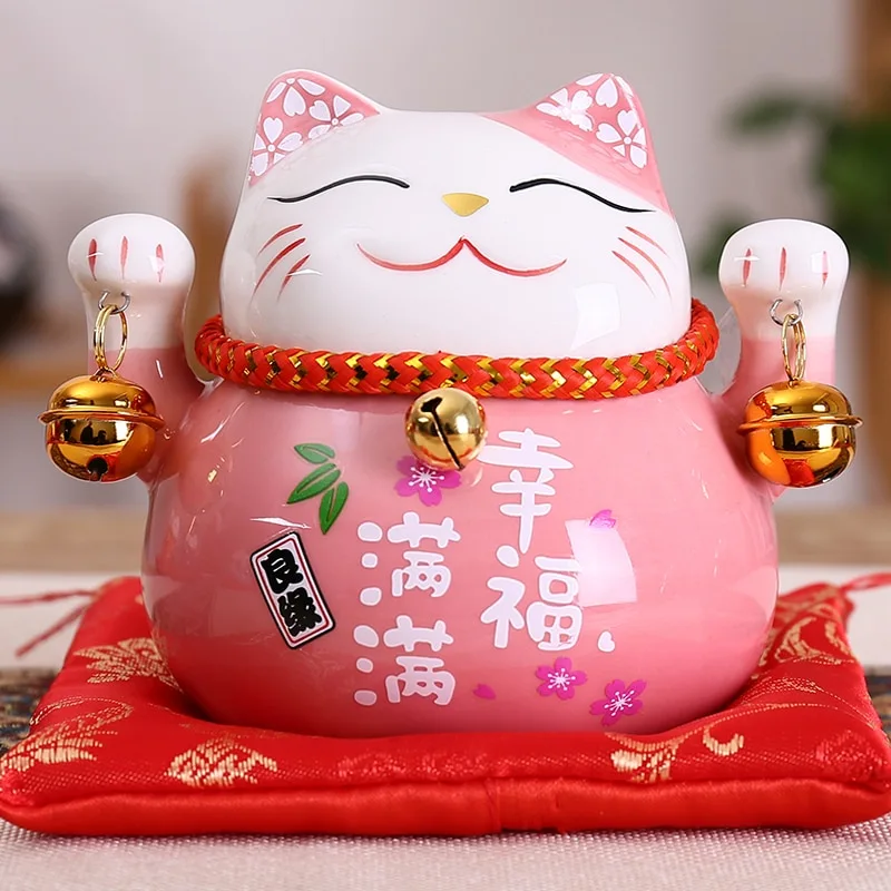 4.5 Inch Ceramic Maneki Neko Statue Lucky Cat