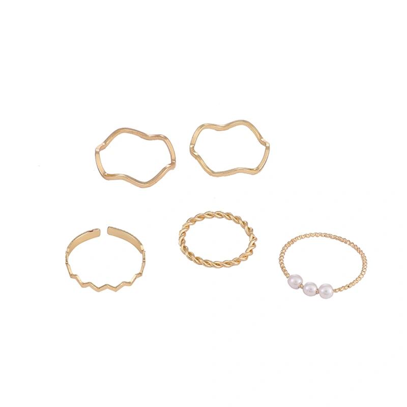 Wave-Shaped Combination Ring Five-Piece Set Of Personalized Ring Is Not Adjustable