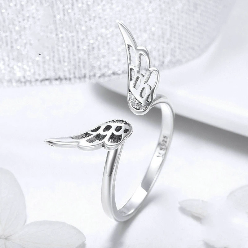 Wings Opening Sterling Silver Fairy Wings Ring European And American Fashion Jewelry