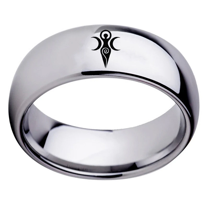 Moon Goddess Sign Ring Religious Titanium Steel Ring