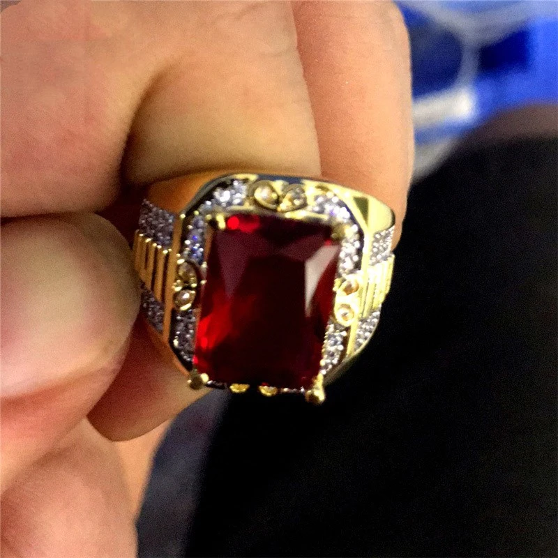 European and American Hot-selling Fashion Gold-Plated Diamond Men's Ring