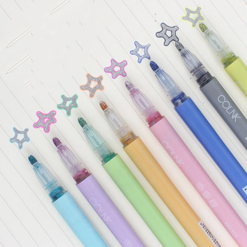 Color double line fluorescent marker pen