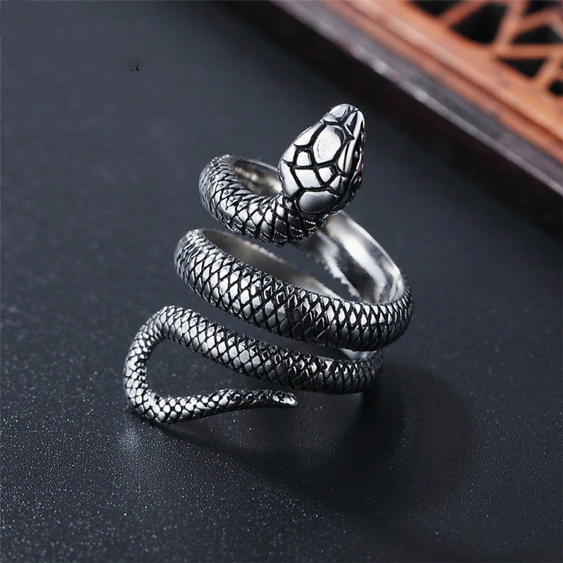 European and American Retro Personality Snake Python Titanium Steel Ring