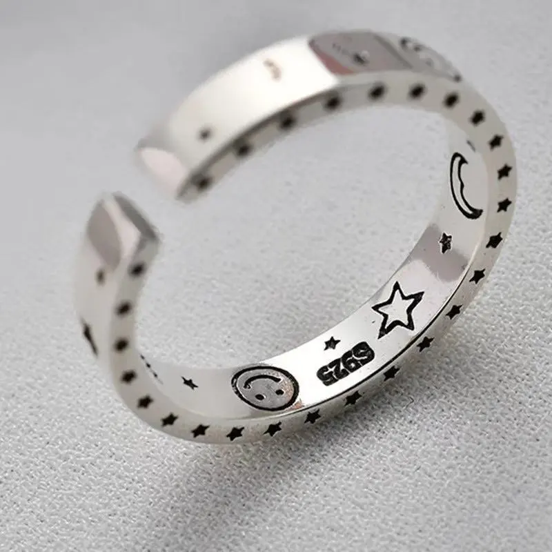 Retro Fashion Moon Star Open Ring Female Ring