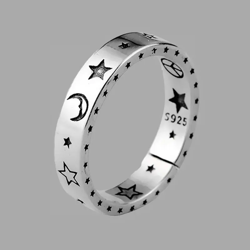 Retro Fashion Moon Star Open Ring Female Ring