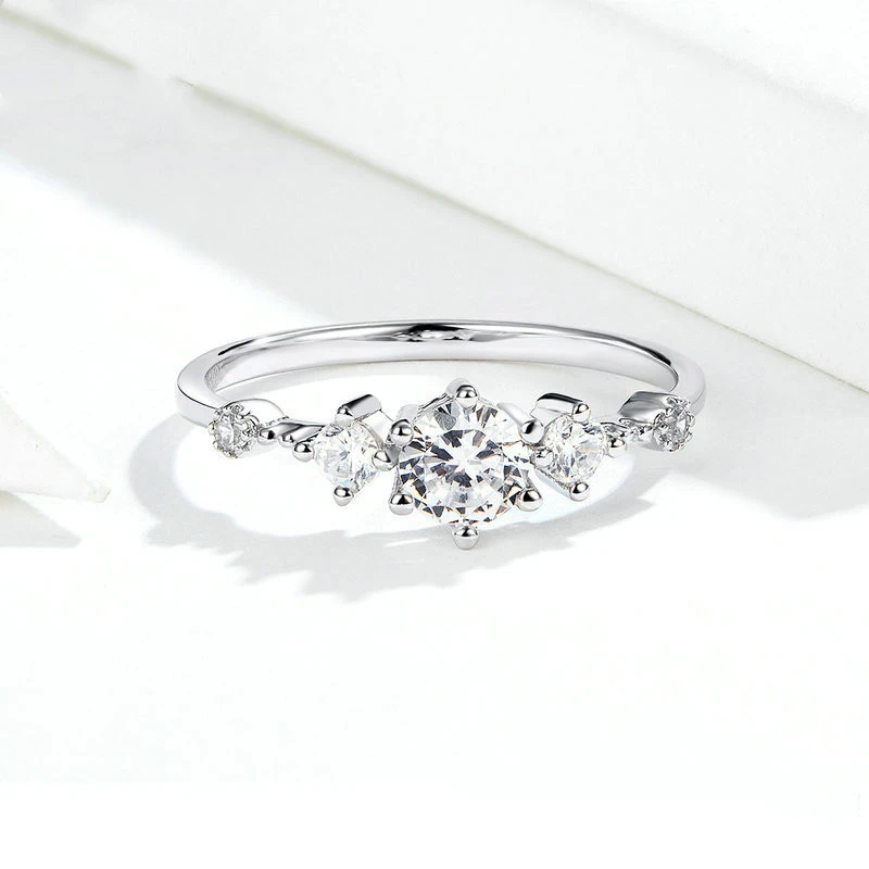 Sterling Silver s925 Ring Zircon Platinum Plated Ring