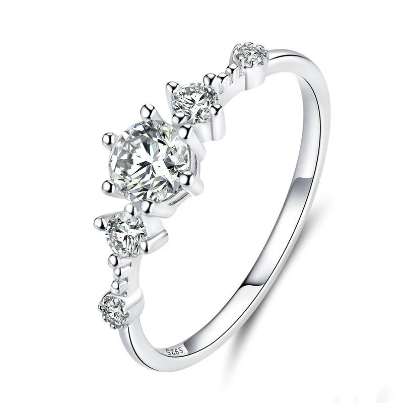 Sterling Silver s925 Ring Zircon Platinum Plated Ring