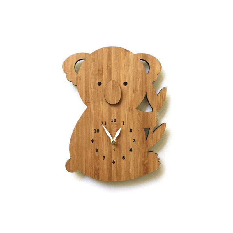 Bamboo Wood Koala Bear Wall Clock