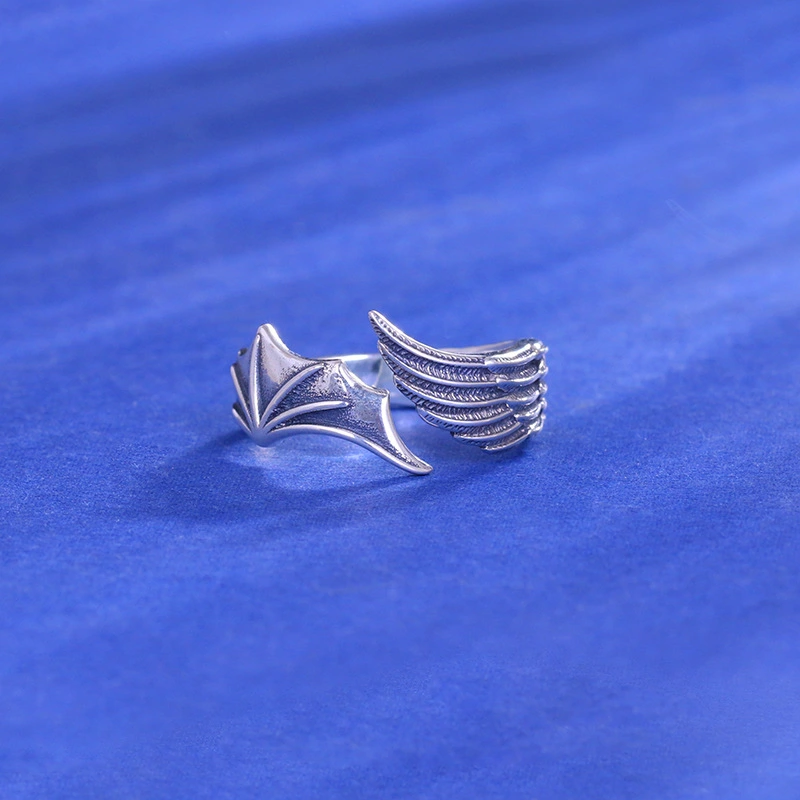 Personalized Vintage Angel And Devil Wings Ring