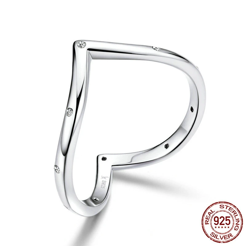 Sterling Silver Ring Love Heart Platinum Plated Ring