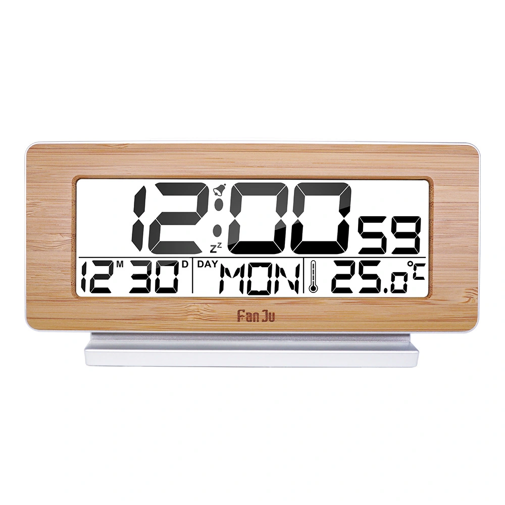 Calendar battery alarm wood small electronic alarm clock