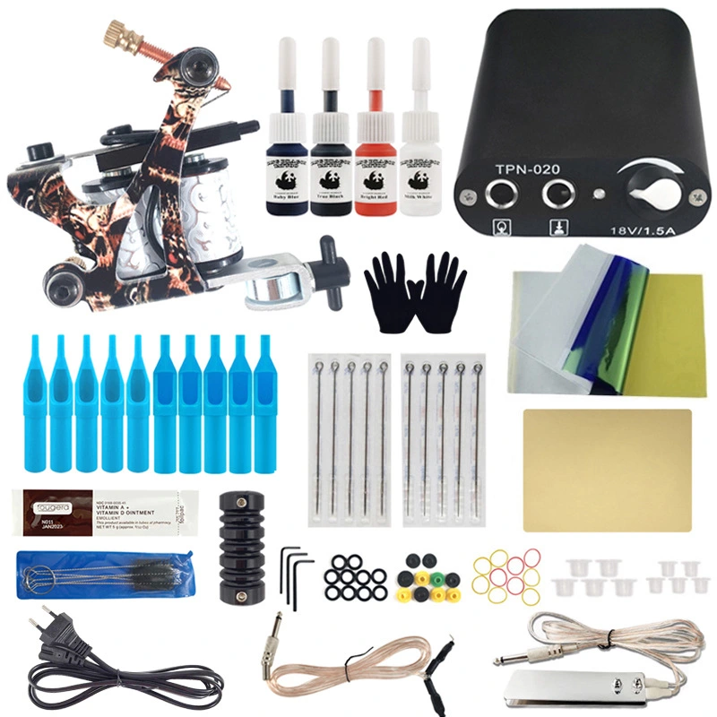 Flower Three White Circle Single Machine Set Beginner Tattoo Machine Set