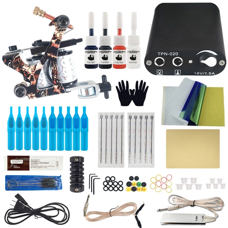 Flower Three White Circle Single Machine Set Beginner Tattoo Machine Set