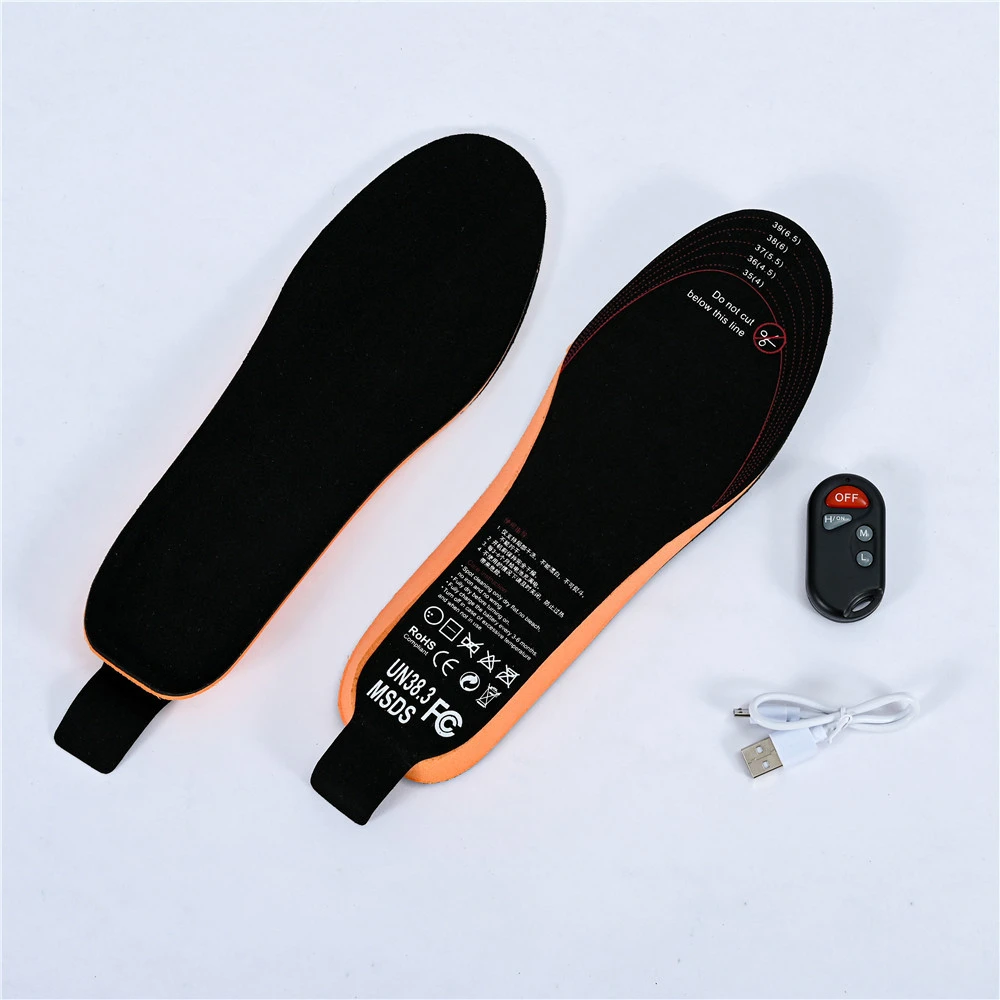 USB Heated Shoe Insoles with Remote Control 3.7V 2100MA Feet Warm Sock Pad Mat Electrically Heating Insoles Electric Heater Pads