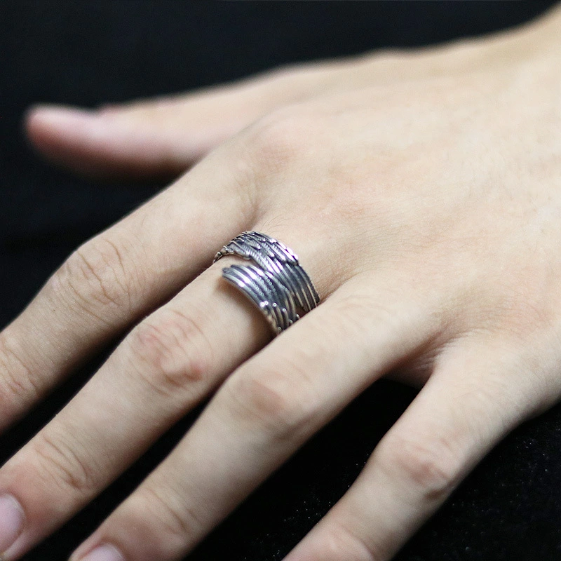Guardian Couple Sterling Silver Ring Angel Wings Wings Pair Ring