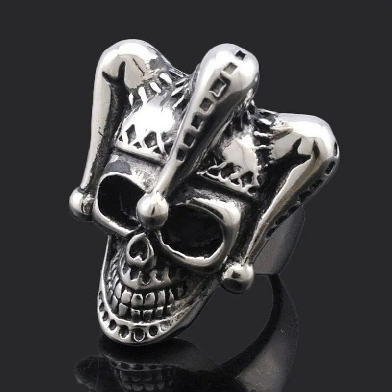 European And American Fashion Skull Head Imitation Stainless Steel Clown Ring Gothic Men's Jewelry Ring