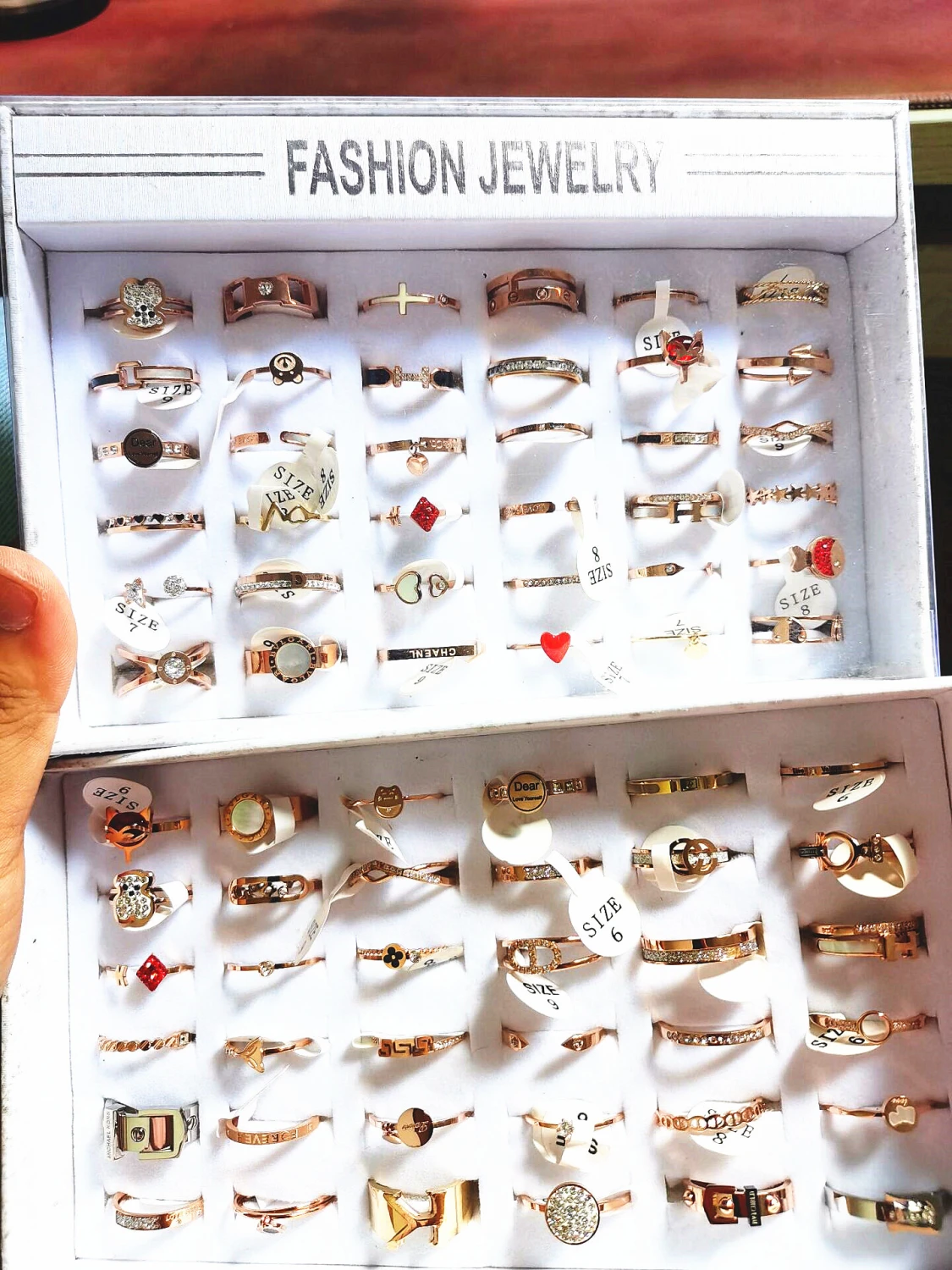 Korean Heart Shaped Atmospheric Bracelet Light Rose Gold Diamond Color Preserving Ring