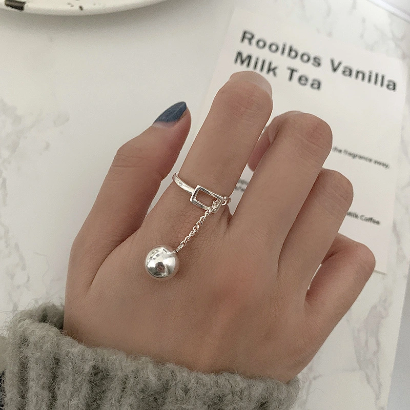 S925 Silver Ball Pendant Ring Fashion Net Red Index Finger Ring