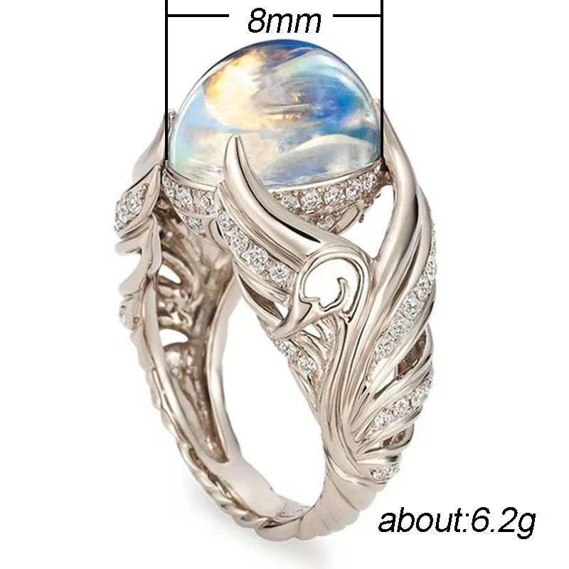 Open Blank Swan Colorful  Moonstone Ring