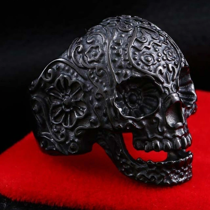 Cross-Border E-Commerce Hot Models European And American Men's Rings Personalized Retro Carved Cross Skull Ring Accessories