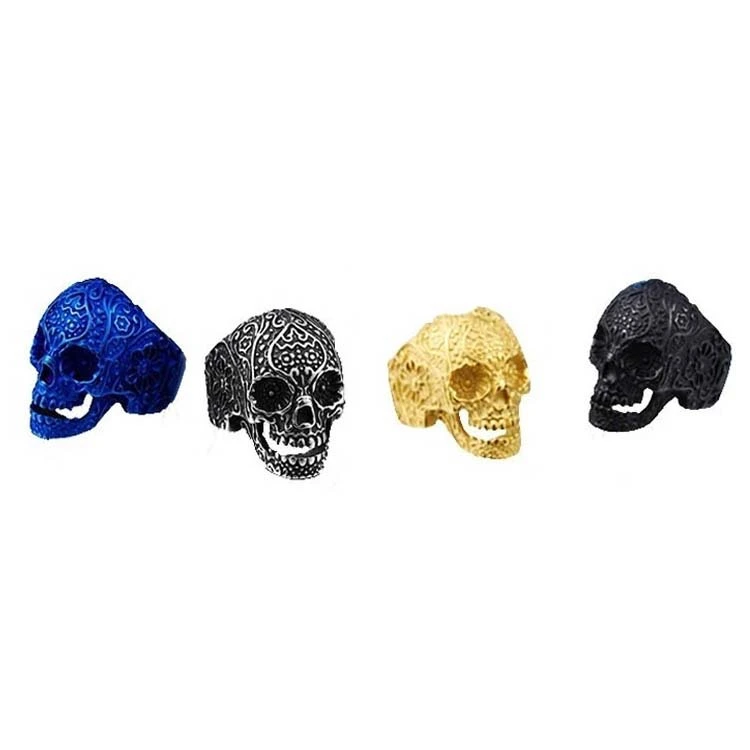 Cross-Border E-Commerce Hot Models European And American Men's Rings Personalized Retro Carved Cross Skull Ring Accessories