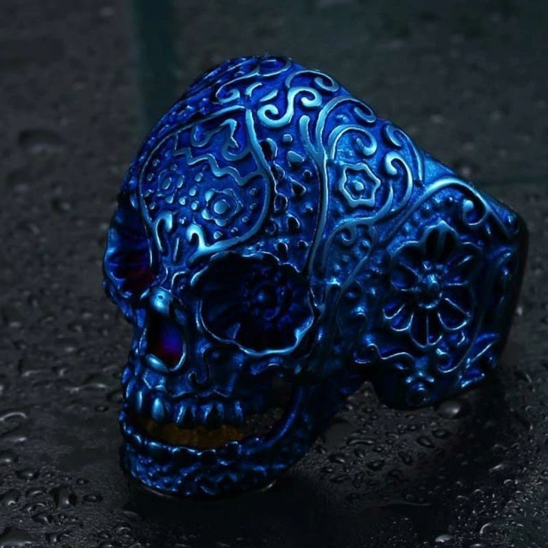 Cross-Border E-Commerce Hot Models European And American Men's Rings Personalized Retro Carved Cross Skull Ring Accessories