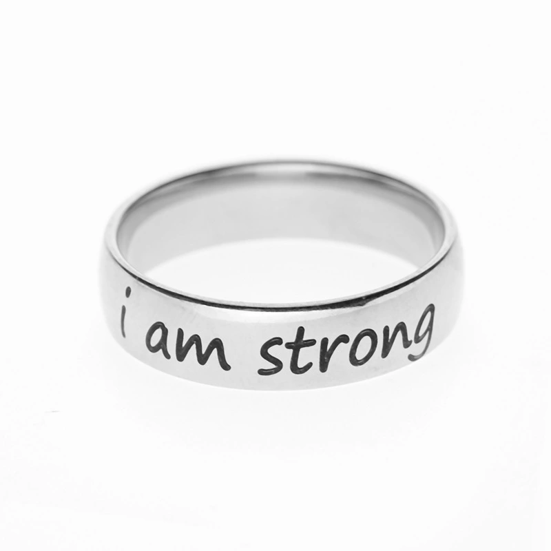 I Am Strong Stainless Steel Ring 6mm Titanium Steel Ring