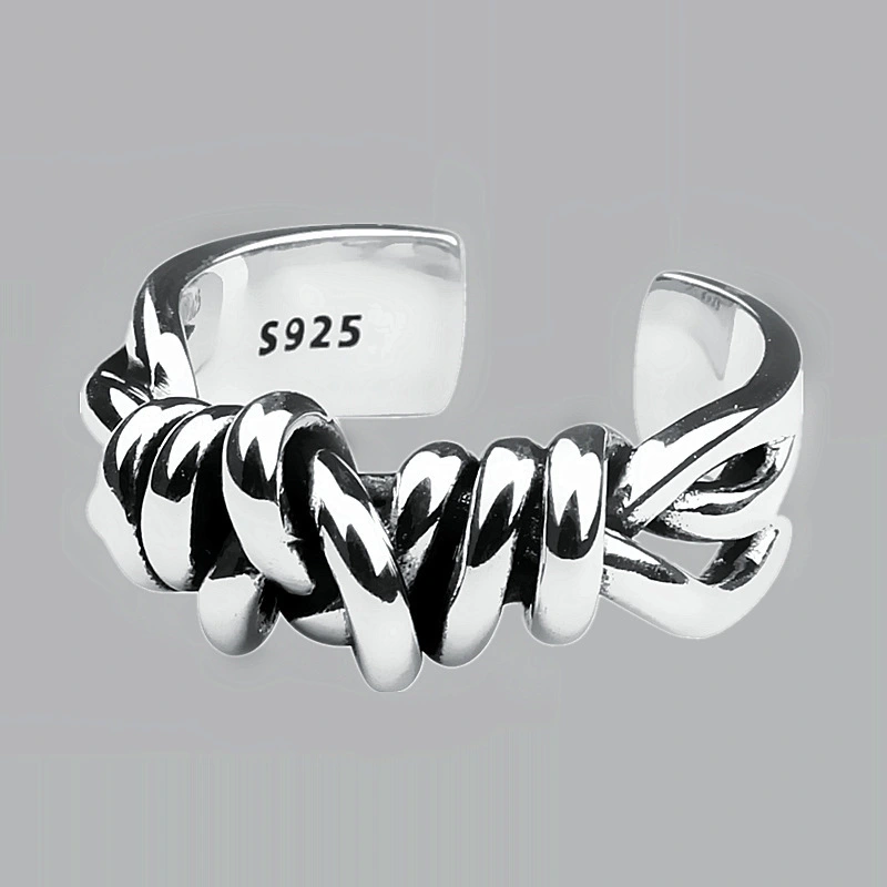 Personality Niche Ring Street Trend Female Index Finger Cross Line Jump Di Ring