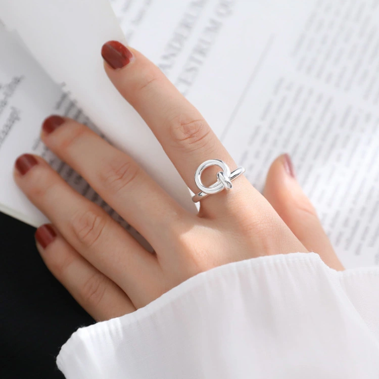 Small Personality Light Luxury Plain Silver Opening Ring