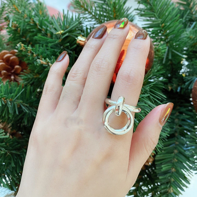 Small Personality Light Luxury Plain Silver Opening Ring