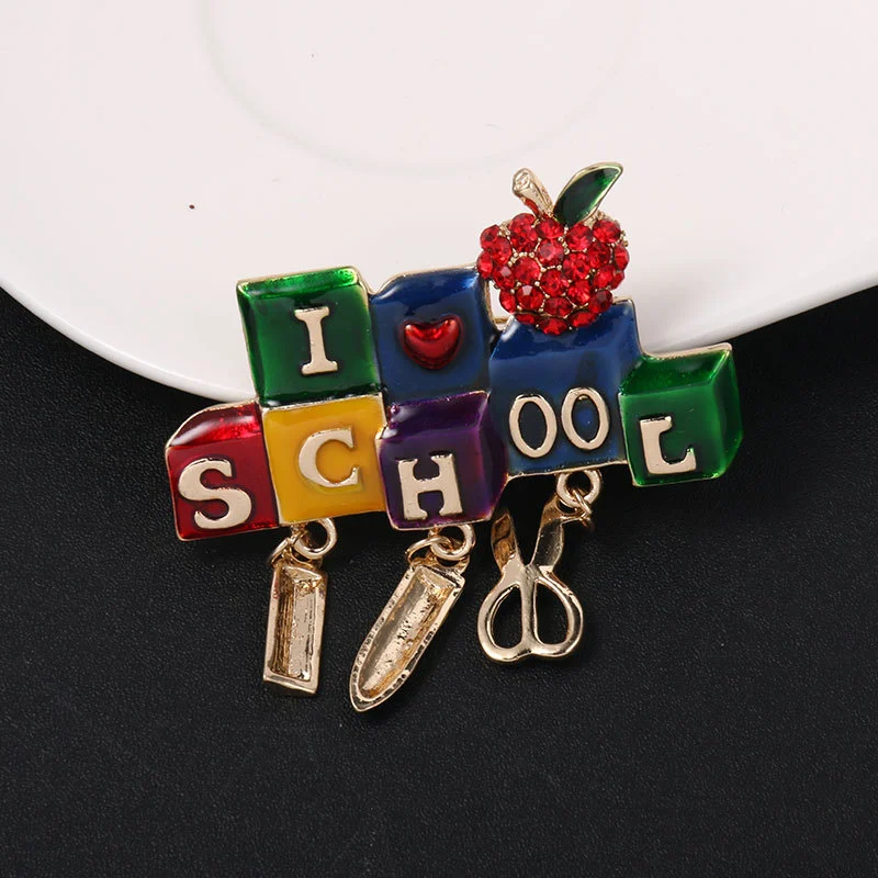 Korean Fashion Pin Alloy Oil Drop Letter Brooch