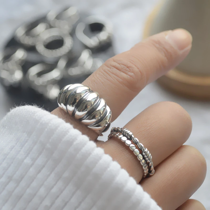 s925 Silver Multilayer Winding Irregular Ring