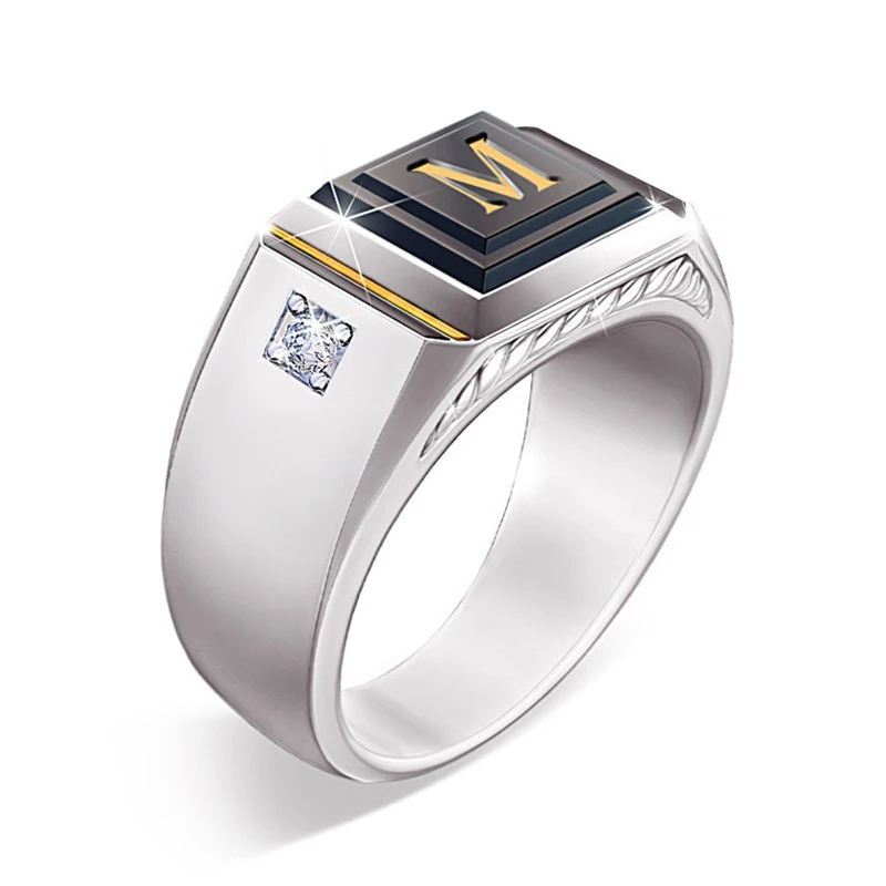 European And American Simple Domineering Men's Simulation Diamond Ring