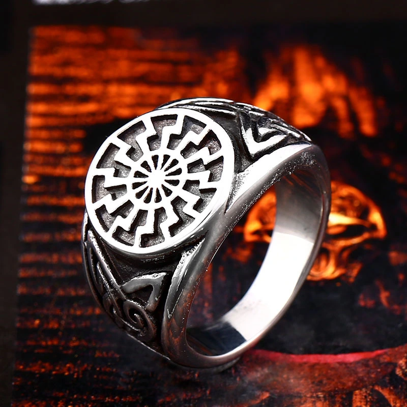 Titanium Steel Men's Viking Engraved Ring