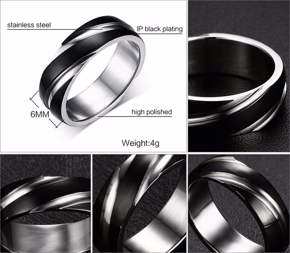 New Fashion Daily Wear Rings Top Quality Lead & Nickel Free Black Color Stainless Steel Men Party Rings