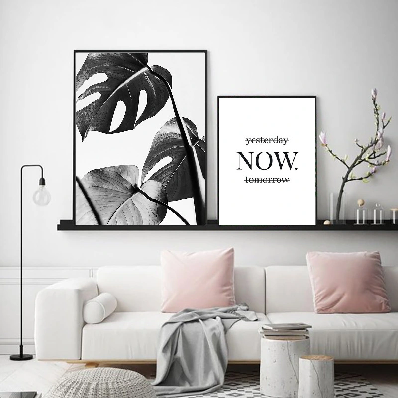 Black and white plant decoration painting core