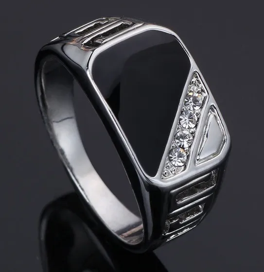 Drop oil ring European and American classic square fashion men's ring