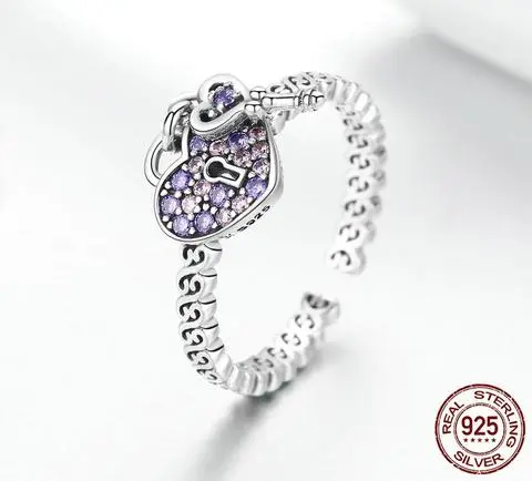 New Europe and America S925 sterling silver ladies ring heart-shaped lock ring SCR486