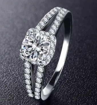S925 Silver Clear Crystal Micro-Inlaid Diamond Craft Engagement Ring