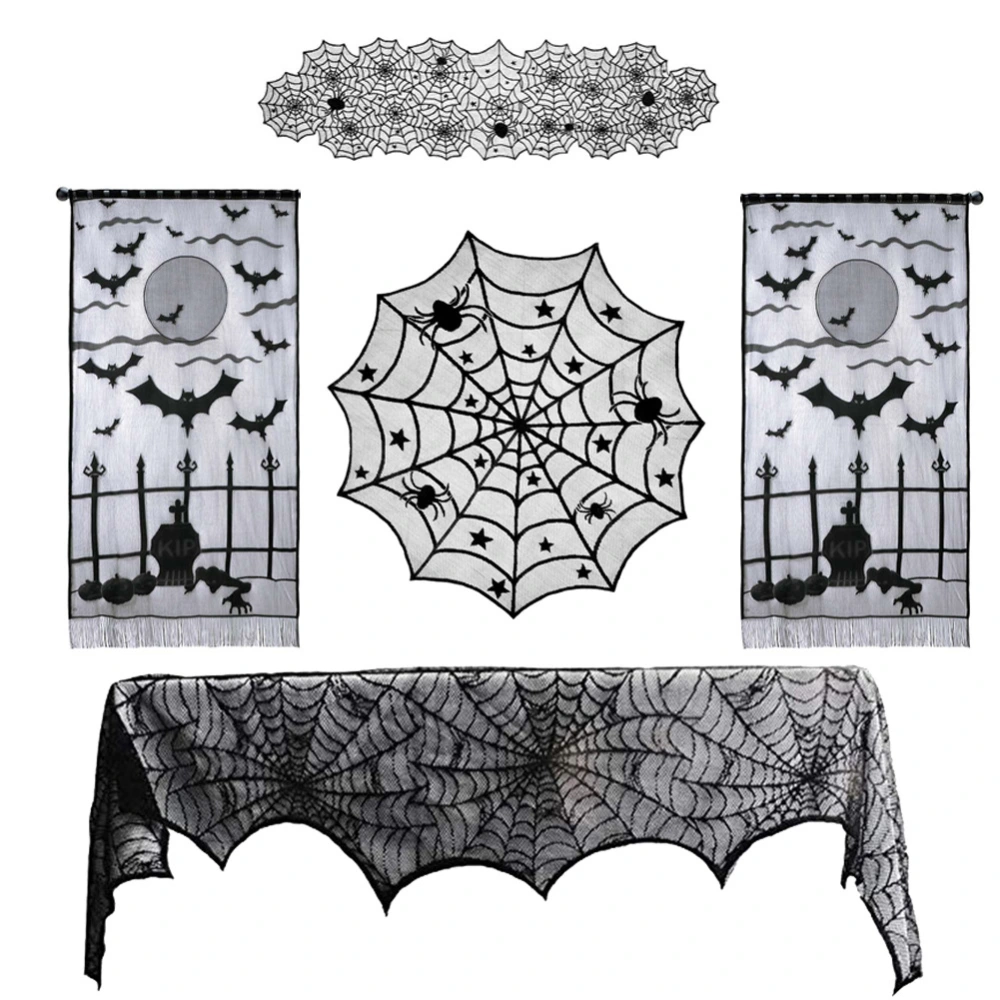 Ghost festival lace tablecloth black spider web tablecloth