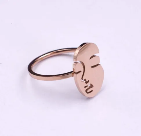 Simple personality abstract face ring index finger ring funny rose gold ring