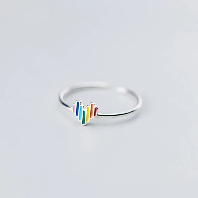 Cute rainbow love adjustable ring