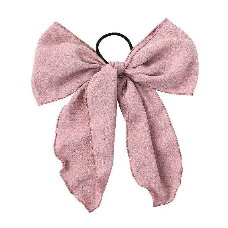 Bow-knot satin and elastic hair tie